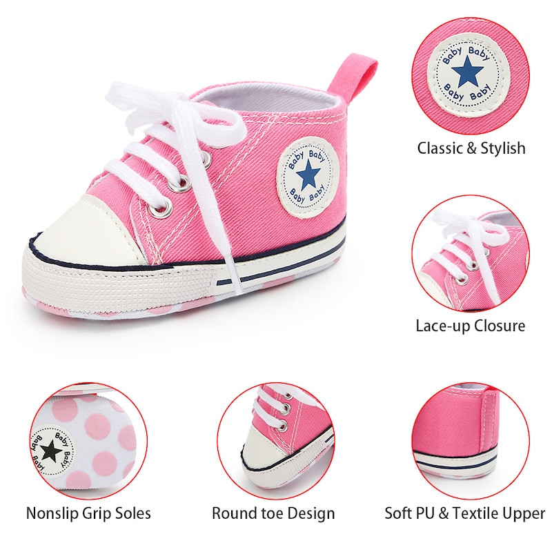 First Walker Canvas shoes crib Baby High Top Ankle shoes Girl Pink